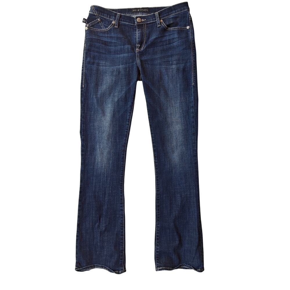 Rock & Republic Kasandra Mid Rise Bootcut Jeans 12M Dark Wash